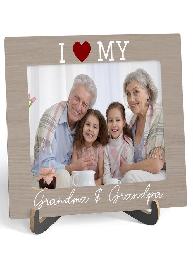 Zmyollo Grandparents Picture Frame, I Love My Grandma & Grandpa - Wooden Tabletop Photo Frame With Stand, Gifts for Grandparents from Granddaughter Grandson, Birthday Gifts For Grandma Grandpa, B07 - Image 1